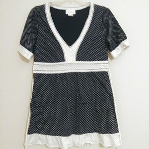 New Black & White Polka Dot Tunic Large